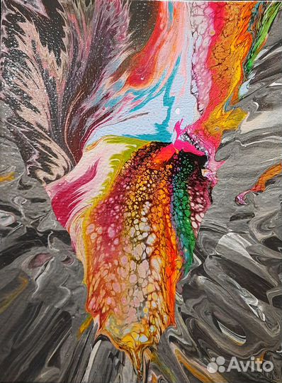 Картина в технике флюид арт (жидкий акрил)