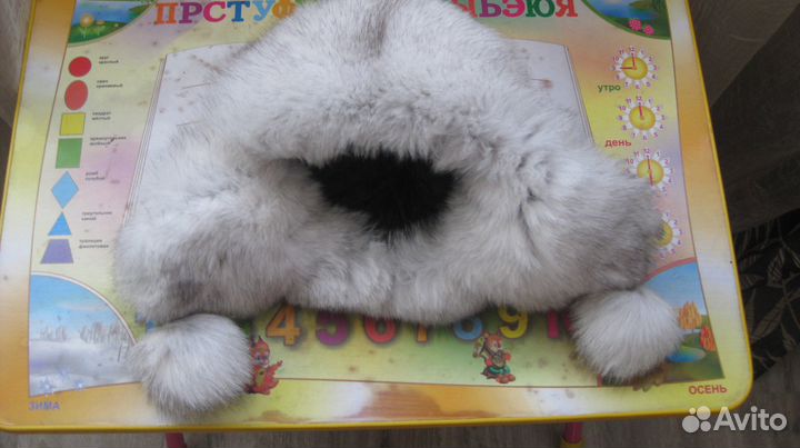 Шапка зимняя для девочки (натуральные мех и кожа)