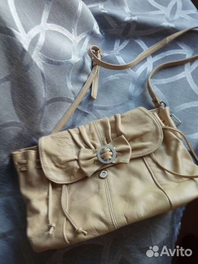 Сумка женская натуральная кожа бежевая