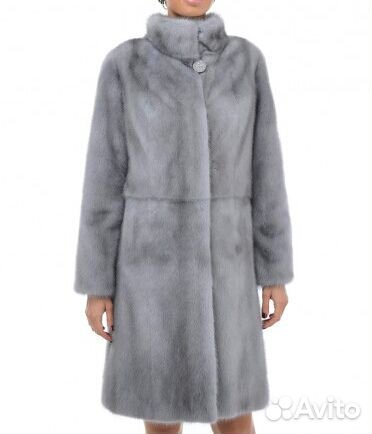 Продаётся голубая цельная норковая шуба, размер 46