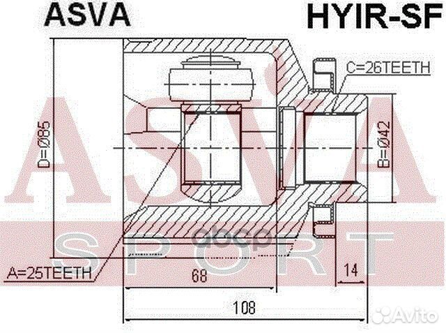 ШРУС внутренний правый 25x42x26 hyirsf asva