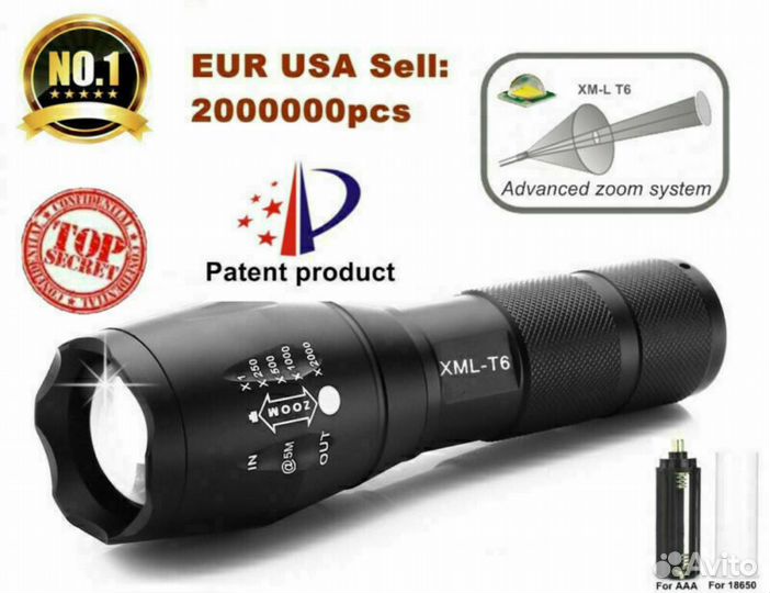 Фонарь на светодиоде XML - T6