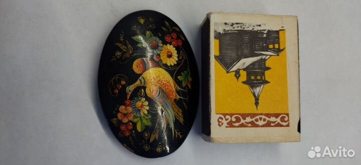 Брошь.дерево, лаковая. ручная роспись.СССР