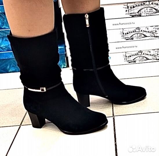 Сапоги женские Кавалетто, Натуральная кожа, мех