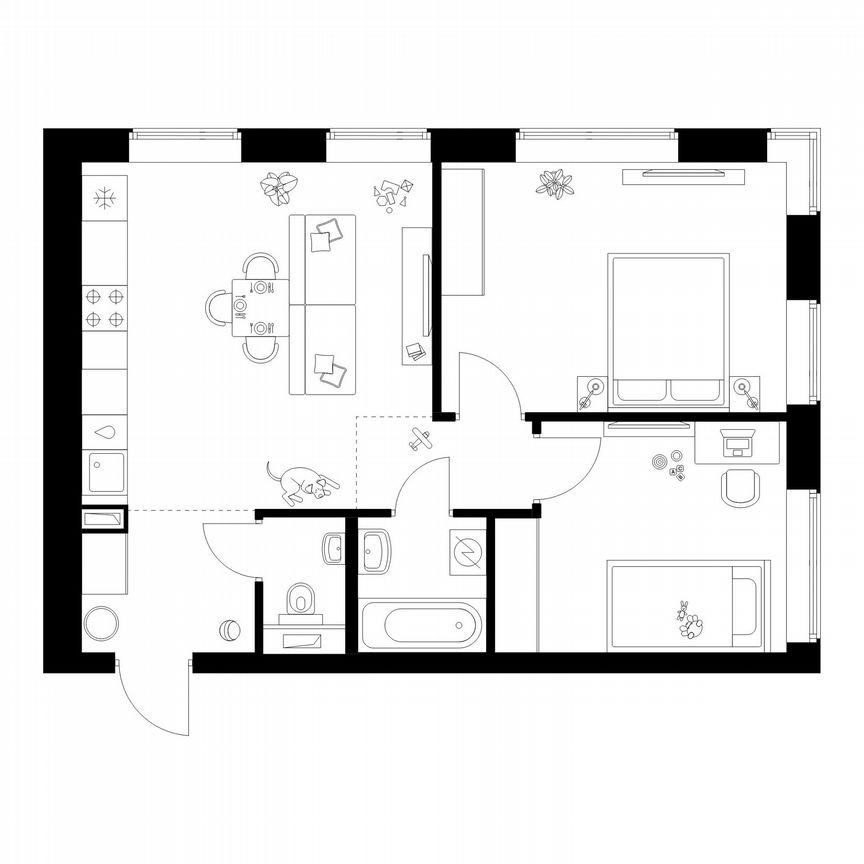 2-к. квартира, 55 м², 32/50 эт.