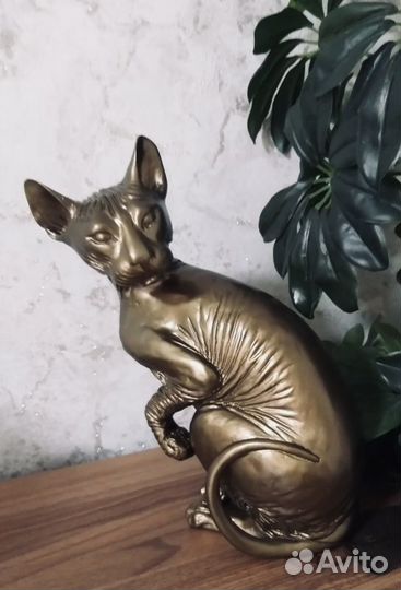 Статуэтка кошка сфинкс мраморная бронза новая