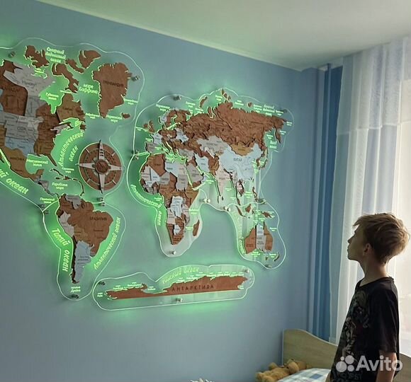 Карта мира с подсветкой 3d