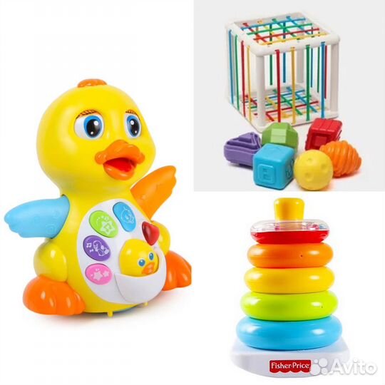 Развивающие игрушки Утка Сортер куб Пирамидка