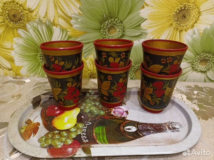 Изделия Хохломы и Поднос жостово СССР