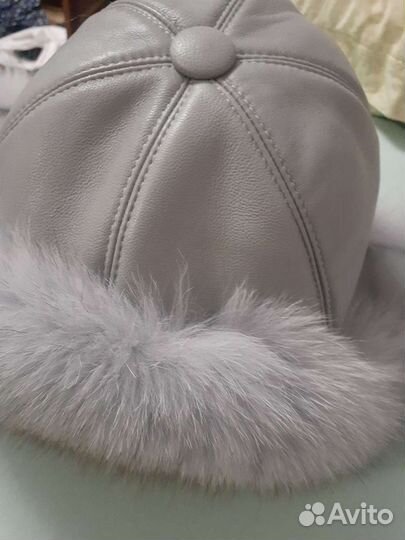 Шапка, ушанка, кожа и мех натуральные