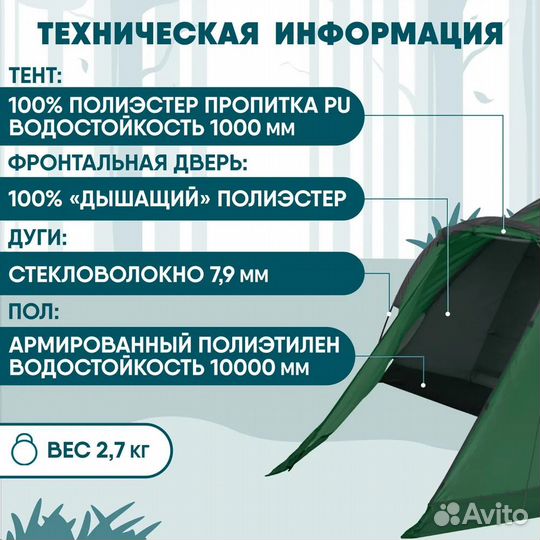 Палатка рыбалка 3-местная Jungle Camp Toronto