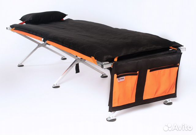 Раскладушка 200/75+матрац+опоры+подушка+орг,черная