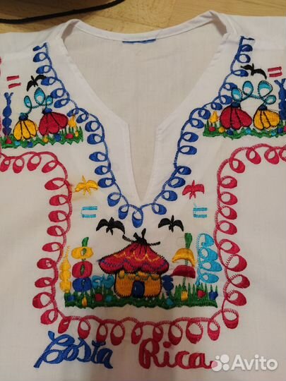 Блуза с вышивкой + панама на 6 лет