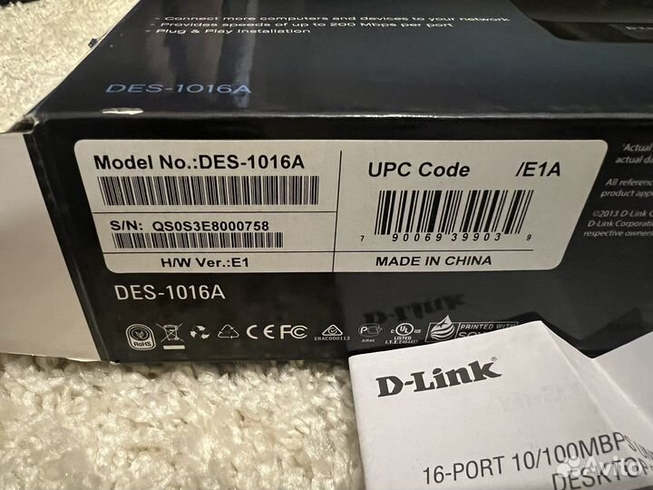 Коммутатор D'link DES-1016A