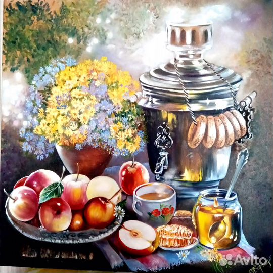 Натюрморт чай в саду 60x60