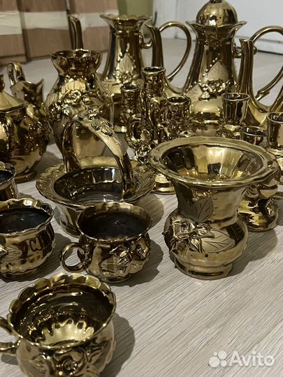 Сервиз кофейный чайный Золотая роза