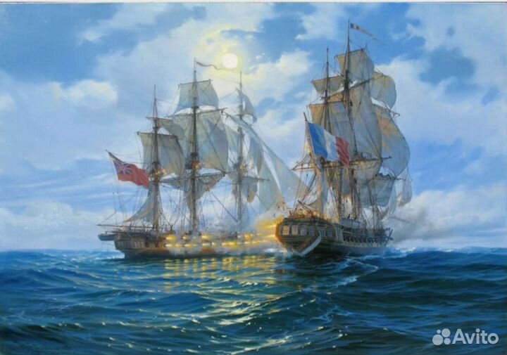 Картины разные Корабли парусники море масло холст