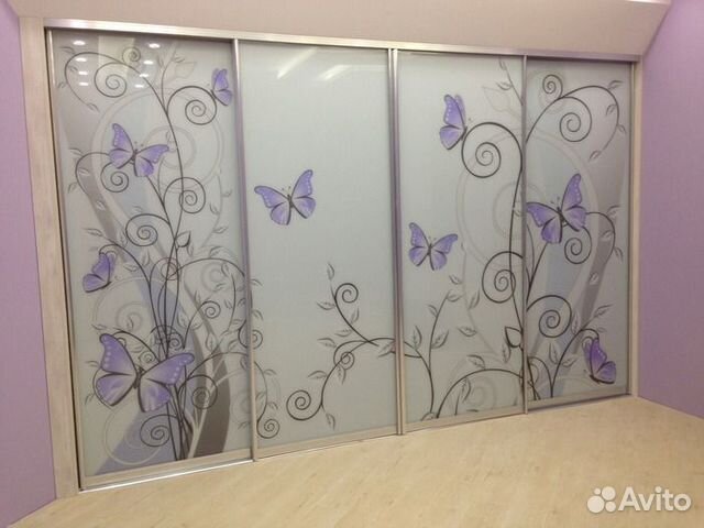 Двери-купе с фотопечатью на стекле шк-182