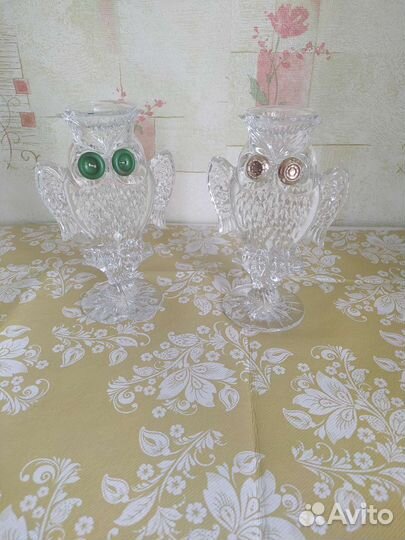 Хрустальные подсвечники сова