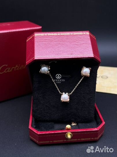 Серьги и кулон Cartier речной жемчуг