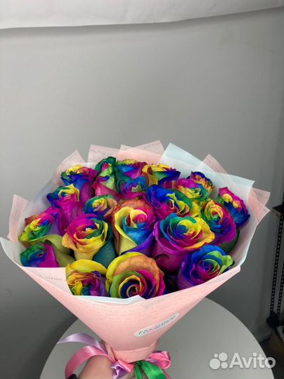 Розы Цветные Радужные подарок жене