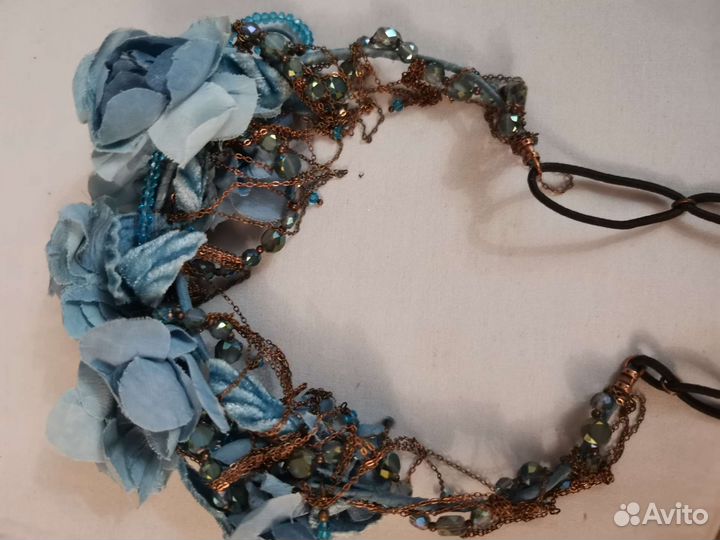 Свадебный венок голубой