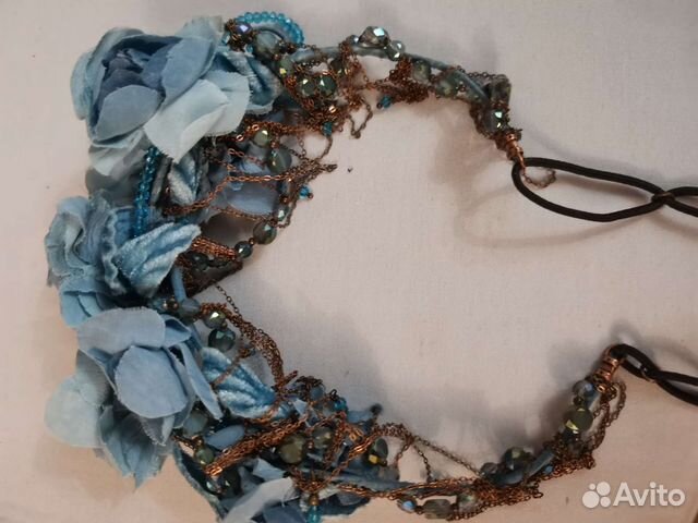 Свадебный венок голубой