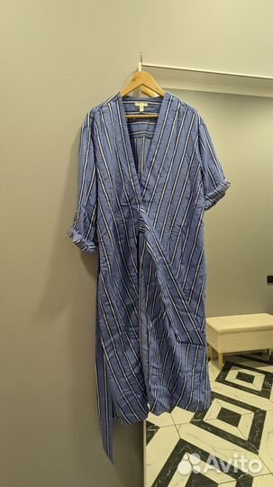 Платье hm в полоску голубое