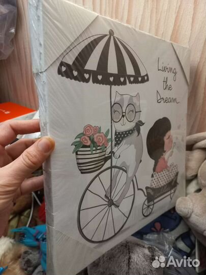 Картина на холсте 30*30 Девочка в тележке