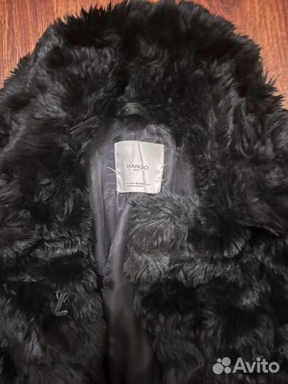 Шуба из экомеха женская черная