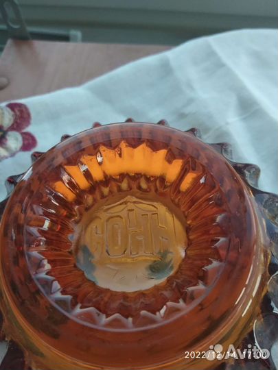 Сахарница, конфетница СССР, цветное стекло