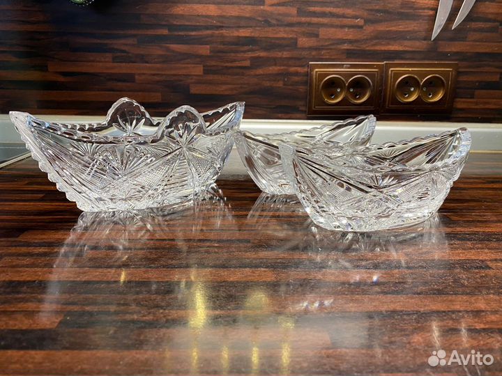 Хрустальная Конфетница, салатница «Ладья»