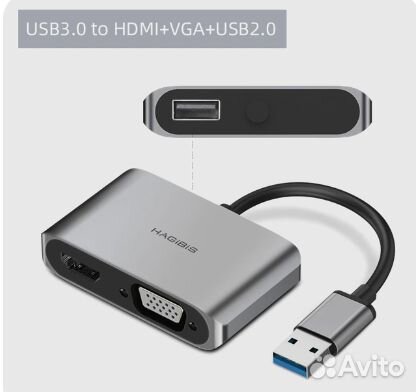 Hagibis usb 3.0 hdmi+vga+usb2.0