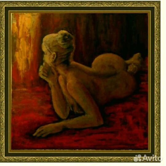 Картина маслом на оргалите,У камина