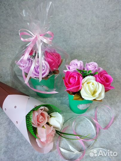 Букеты из мыльных роз