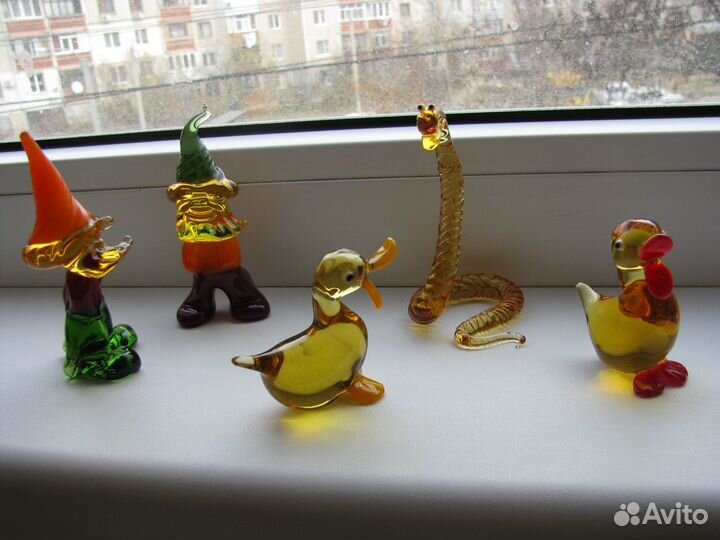 Тянутые стеклянные фигурки. Крупные. 5шт