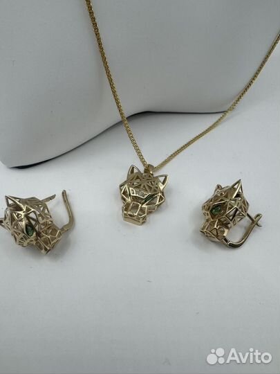 Золотой комплект Cartier пантера 585