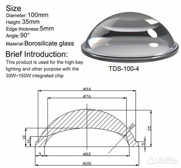 Линза с держателем для фитолампы
