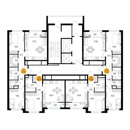 2-к. квартира, 60,1 м², 15/25 эт.