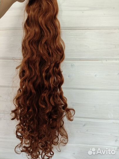 Шиньон из натуральных волос рыжий