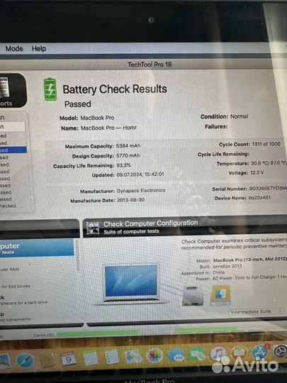 Apple MacBook Pro 13, i5 2.5ghz/8gb/256gb SSD/93%