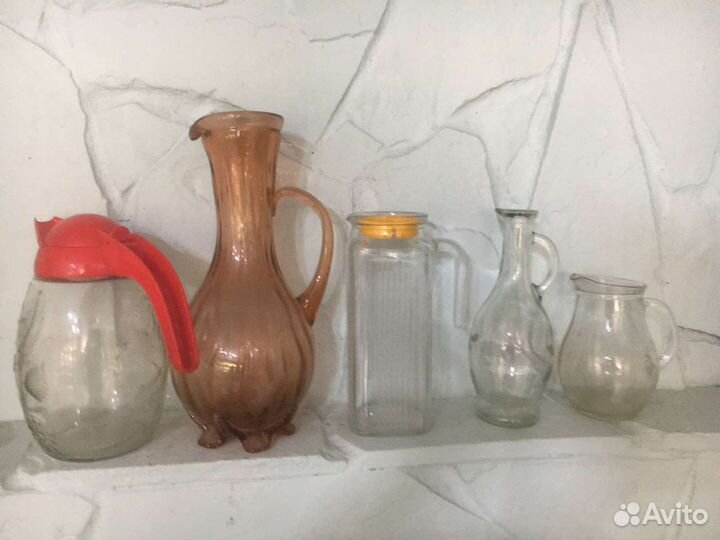 Графины стекло и банка с краном