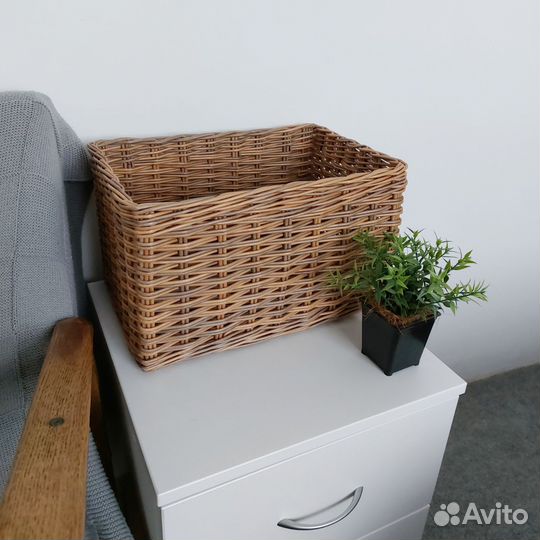 Корзина плетеная прямоугольная для хранения