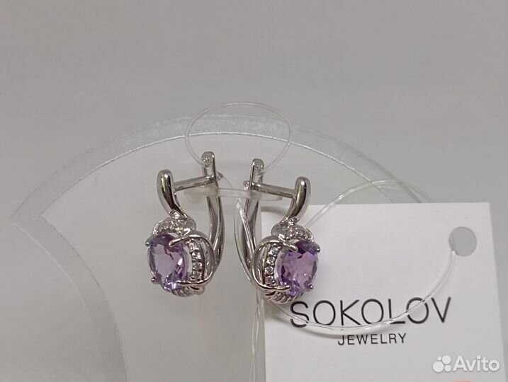Серьги серебро 925-3,34 гр-аметист/арт 92649
