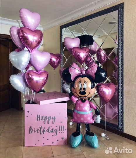 Коробка сюрприз с шарами Минни Маус