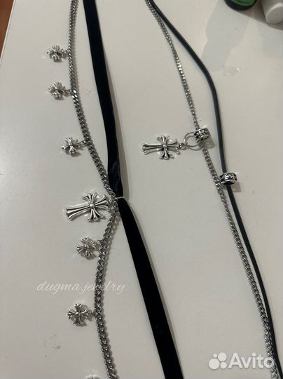 Чокеры Chrome Hearts с бархатной лентой