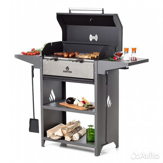 Мангал с крышкой гриль и термодатчиком