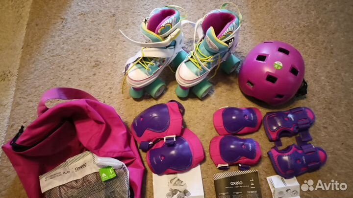 Ролики квады детские Hudora + комплект защиты