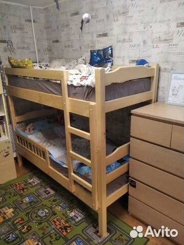 Кровать двухъярусная из массива сосны
