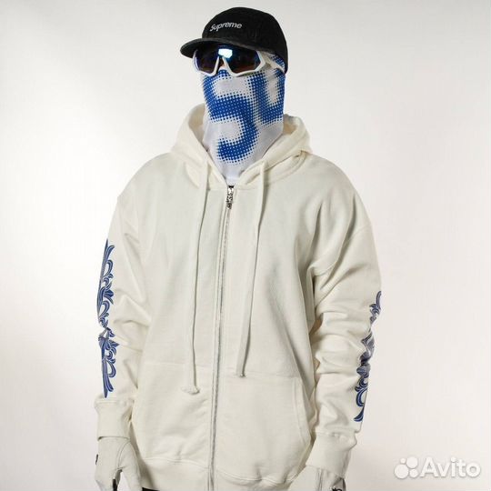 Зип худи chrome hearts белое с языком